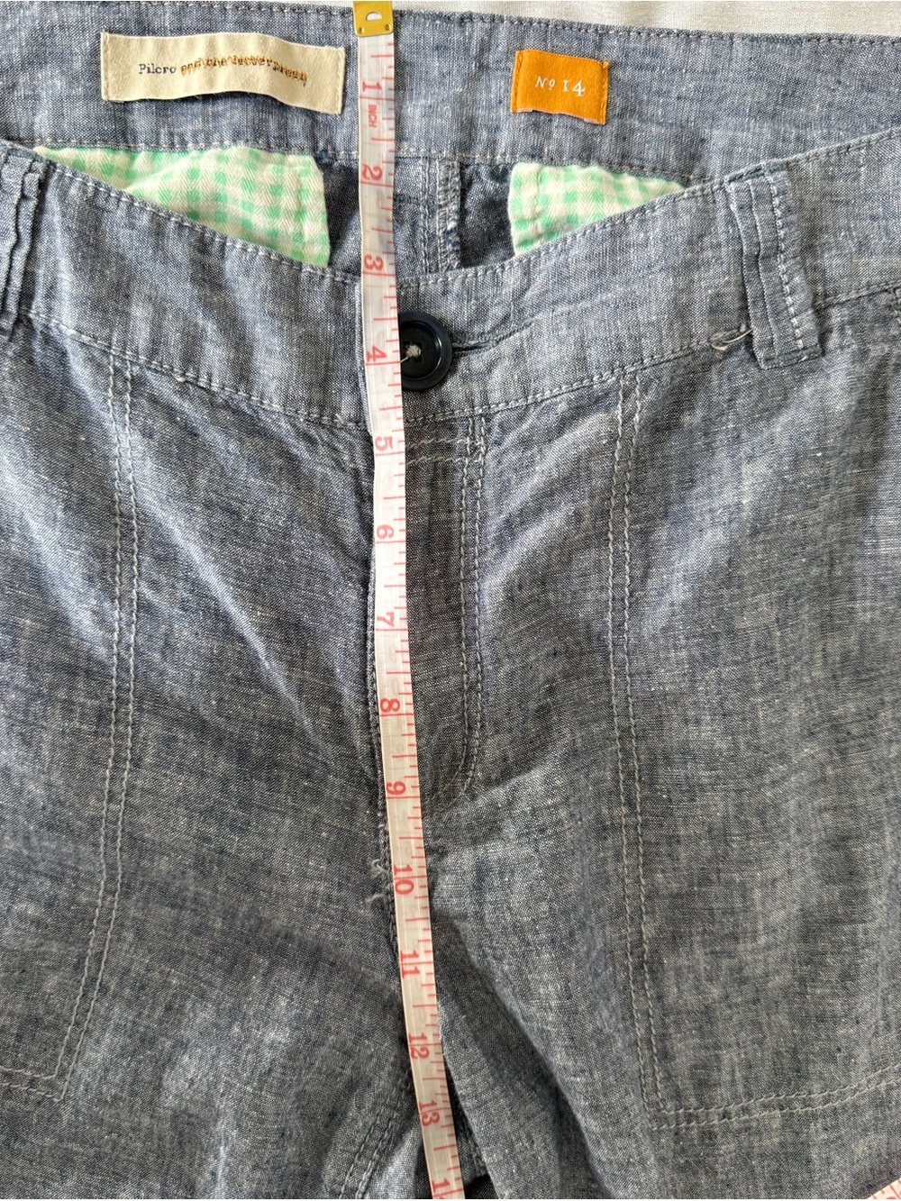 Pilcro and the Letterpress chambray blue Wide Leg linen blend Pants 14 coastal - Picture 6 of 6